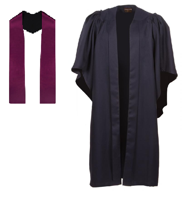 Black gown and coloured stole