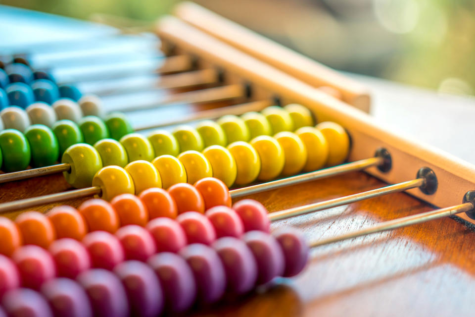A colourful abacus on a table