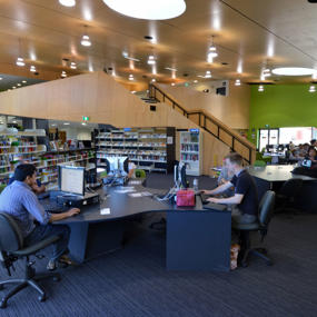 Students working in the bustling Epping library