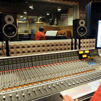 Music studio audio mixing desk